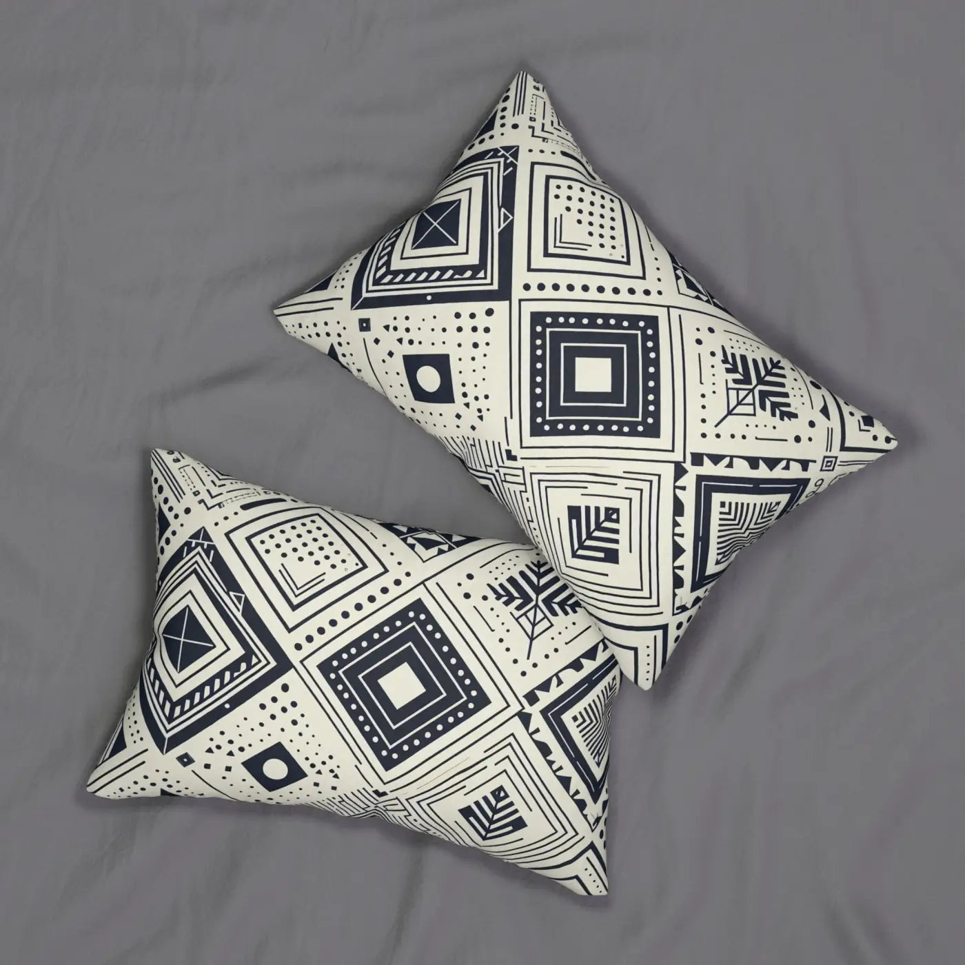 Monochrome Geometric Pattern Lumbar Pillow - Spun Polyester - DipaliZ