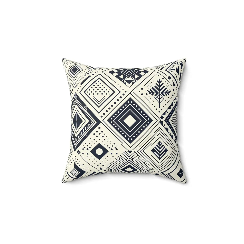 Monochrome Geometric Polyester Pillow - Square Spun Design - DipaliZ