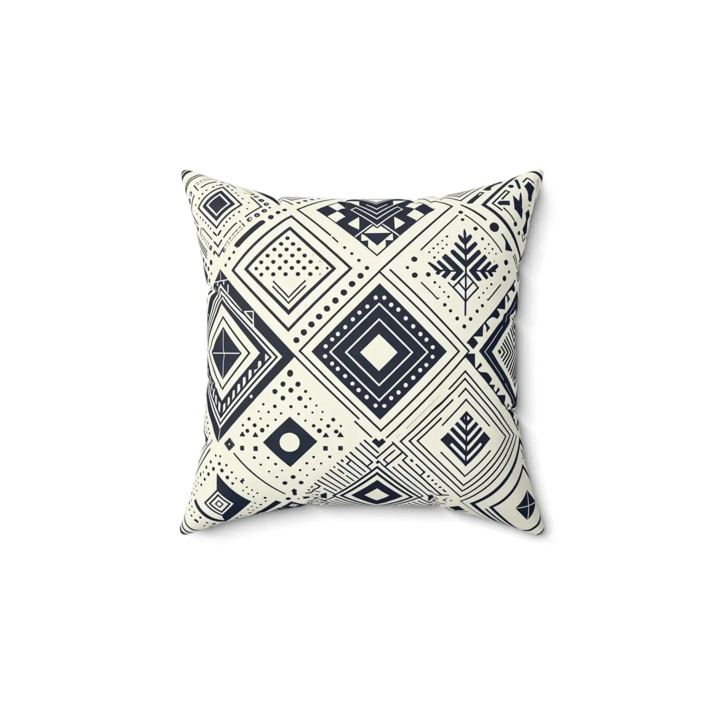 Monochrome Geometric Polyester Pillow - Square Spun Design - DipaliZ