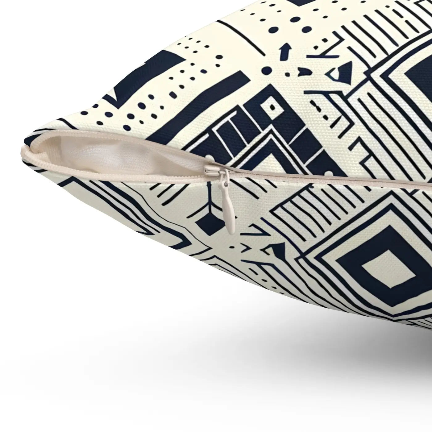Monochrome Geometric Polyester Pillow - Square Spun Design - DipaliZ