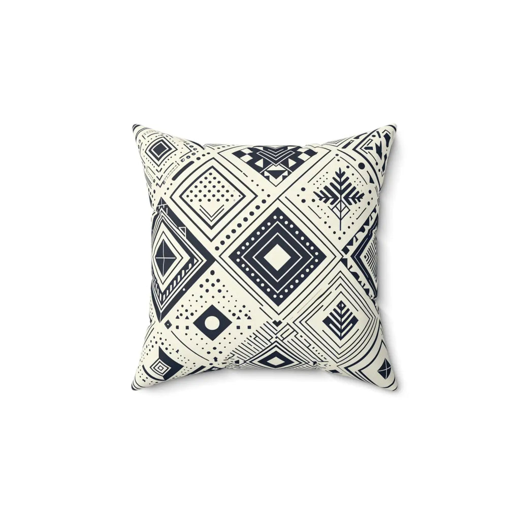 Monochrome Geometric Polyester Pillow - Square Spun Design - DipaliZ
