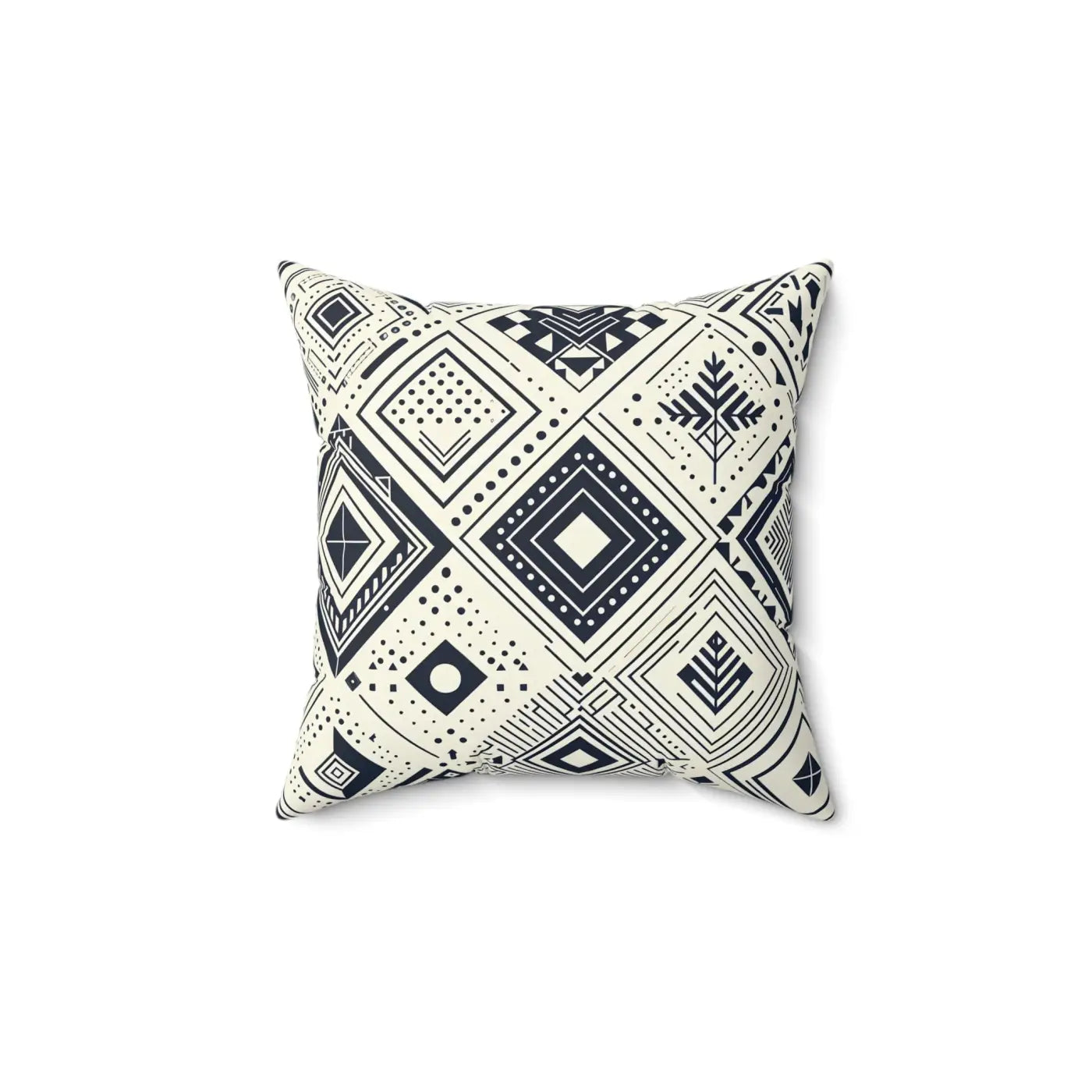 Monochrome Geometric Polyester Pillow - Square Spun Design - DipaliZ
