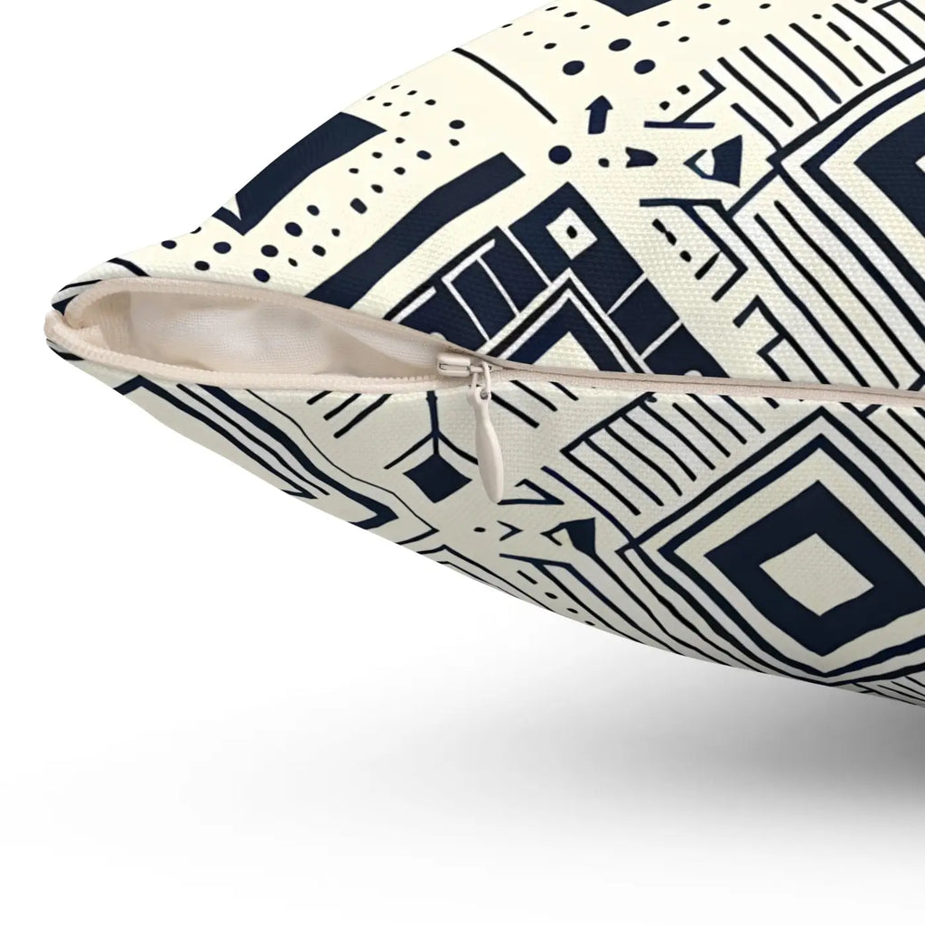 Monochrome Geometric Polyester Pillow - Square Spun Design - DipaliZ