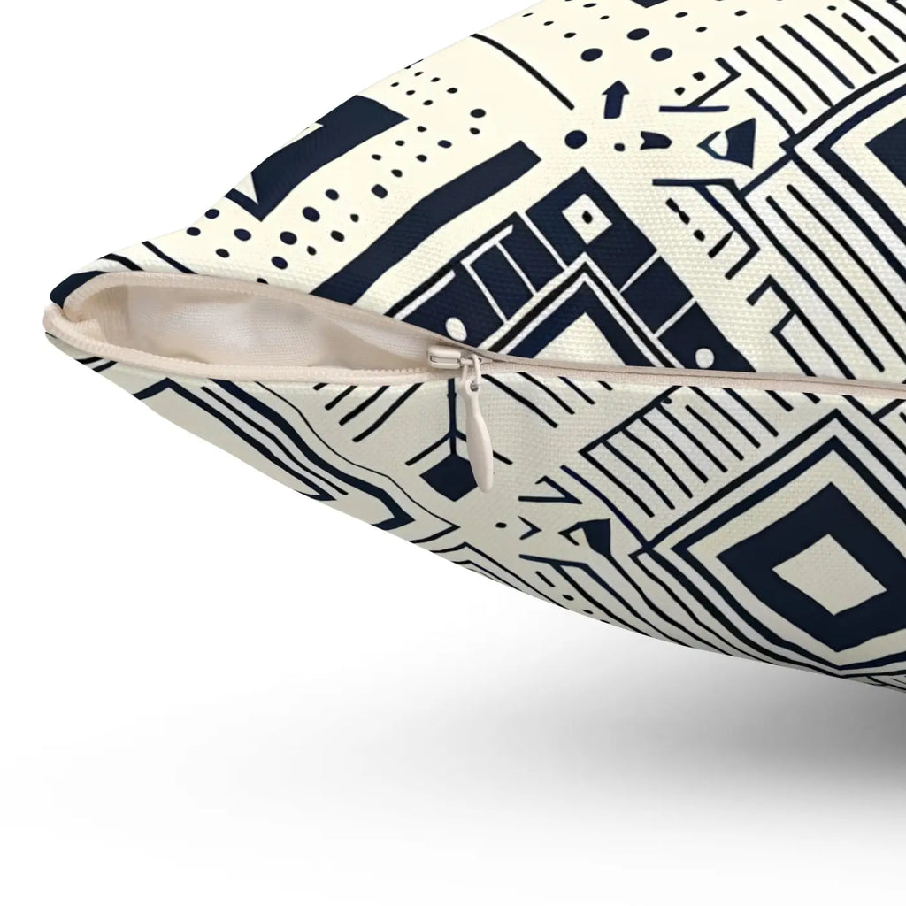 Monochrome Geometric Polyester Pillow - Square Spun Design - DipaliZ