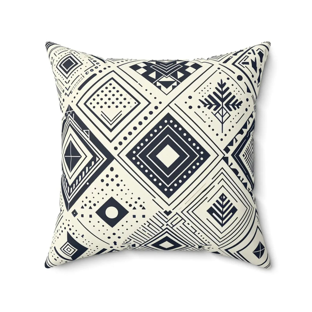 Monochrome Geometric Polyester Pillow - Square Spun Design - DipaliZ