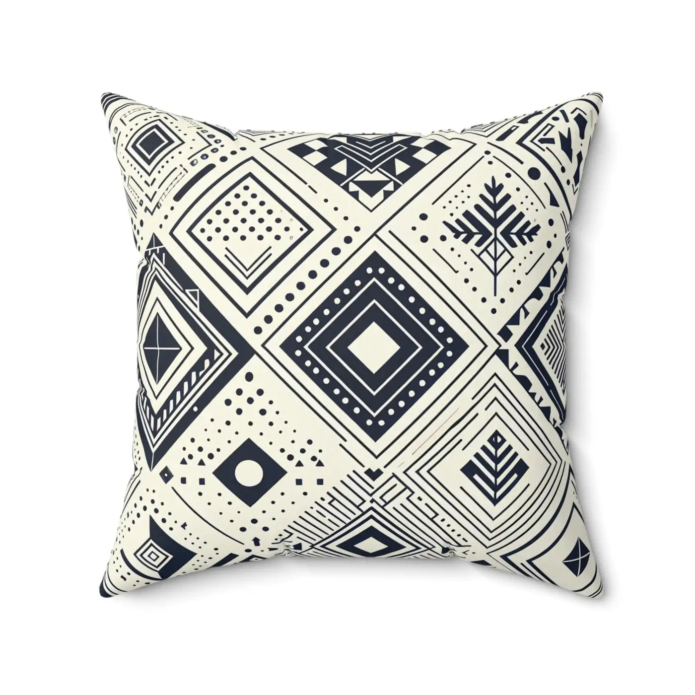 Monochrome Geometric Polyester Pillow - Square Spun Design - DipaliZ