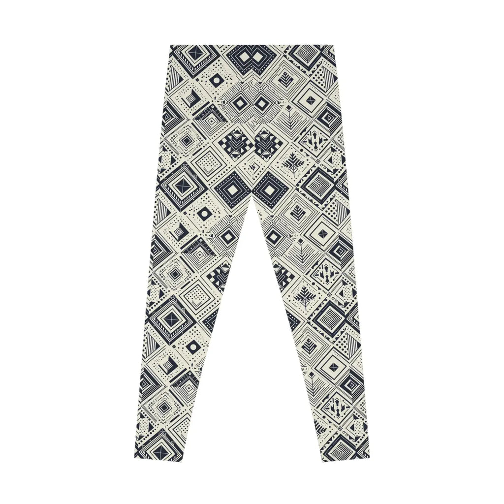 Geometric Stretchy Leggings - Monochrome Active Wear - DipaliZ