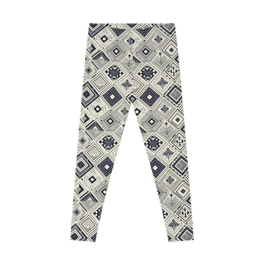 Geometric Stretchy Leggings - Monochrome Active Wear - DipaliZ