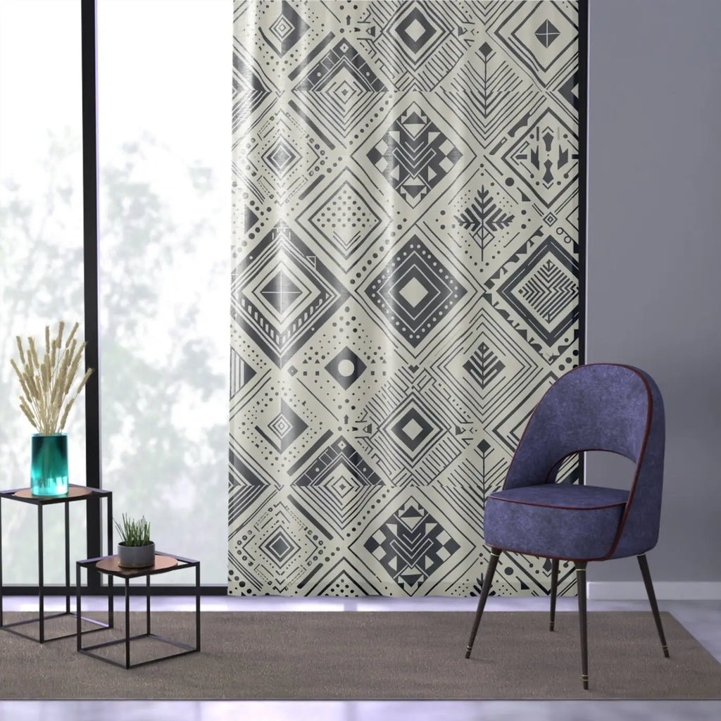 Geometric Curtains - Monochrome Pattern Home Decor - DipaliZ