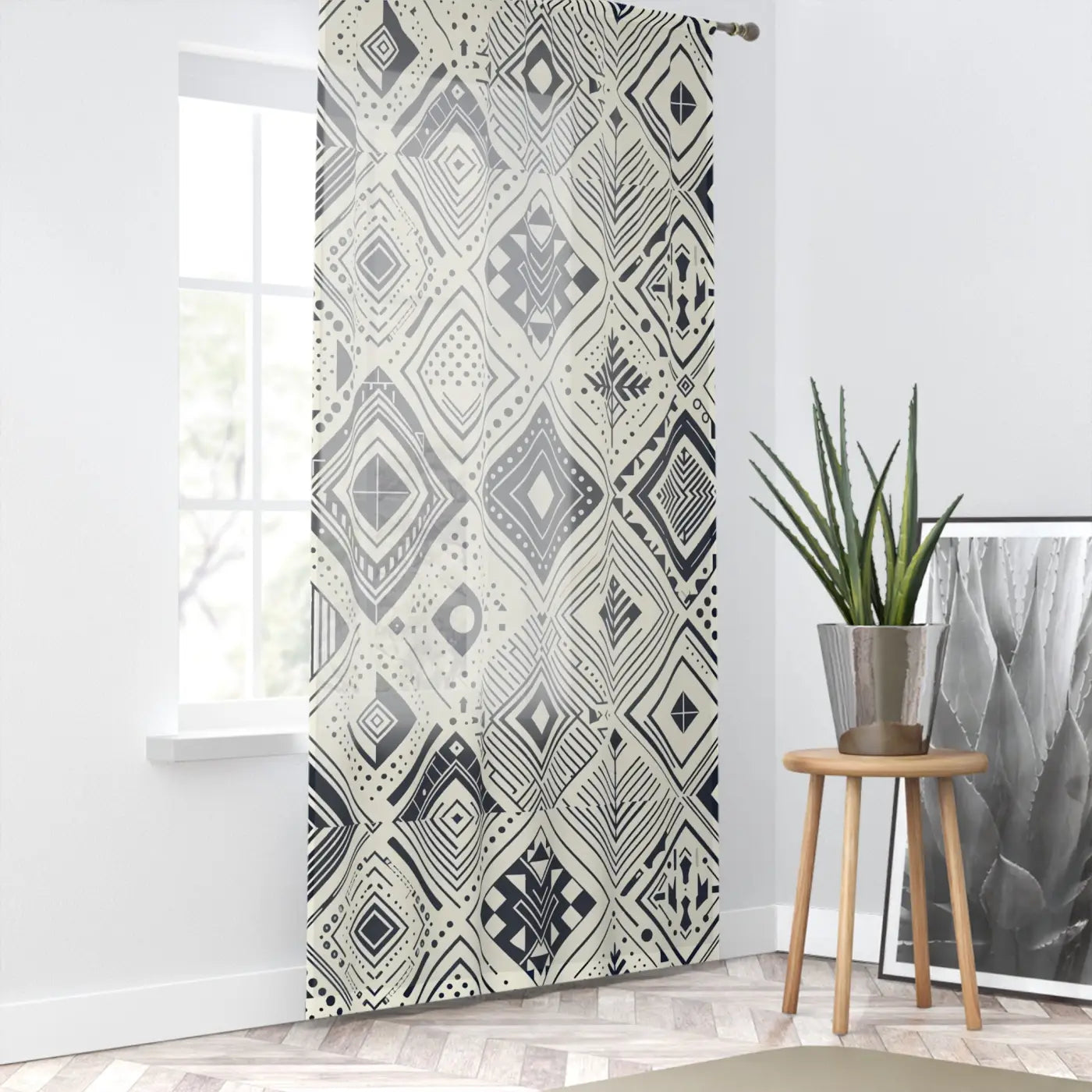 Geometric Curtains - Monochrome Pattern Home Decor - DipaliZ
