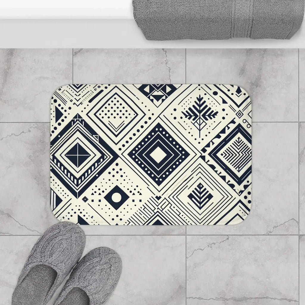 Geometrical Pattern Bath Mat - Anti-Slip Backing Ensures Safety - DipaliZ