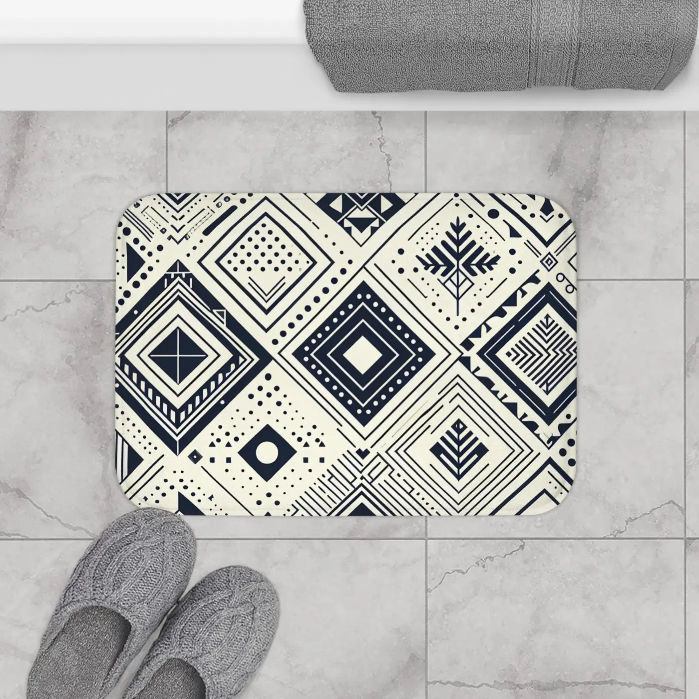 Geometrical Pattern Bath Mat - Anti-Slip Backing Ensures Safety - DipaliZ