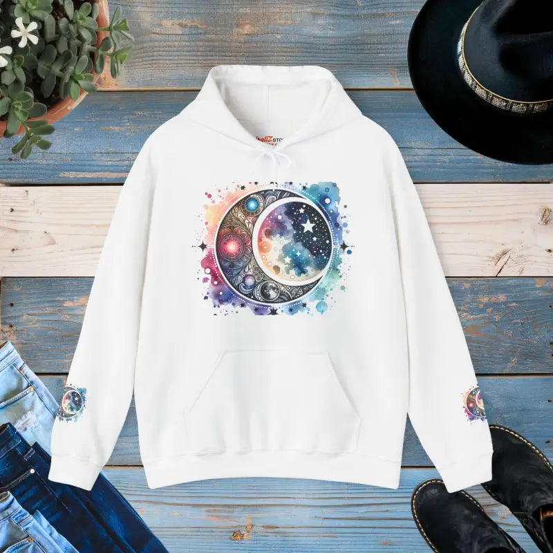 Moon Phases Hooded Sweatshirt - Stars Design - DipaliZ
