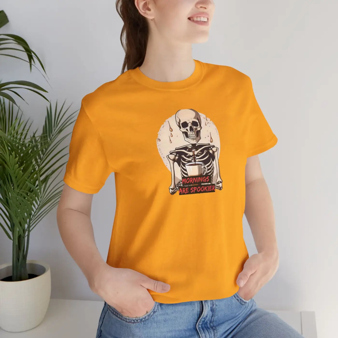 Skeleton Coffee Tee - Spooky Halloween Unisex Shirt - DipaliZ