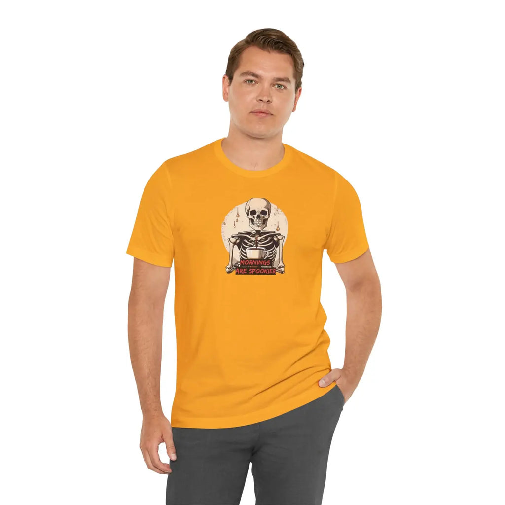 Skeleton Coffee Tee - Spooky Halloween Unisex Shirt - DipaliZ