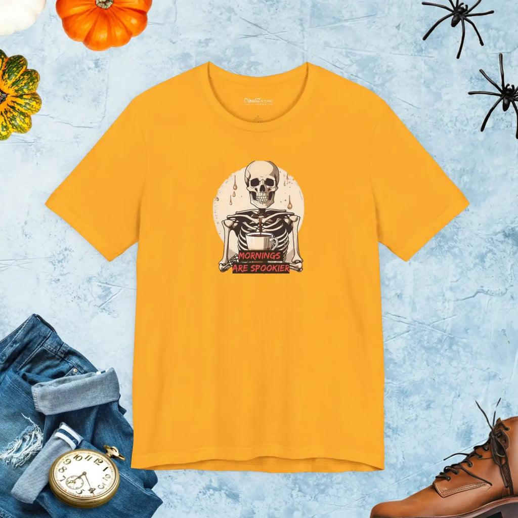 Skeleton Coffee Tee - Spooky Halloween Unisex Shirt - DipaliZ