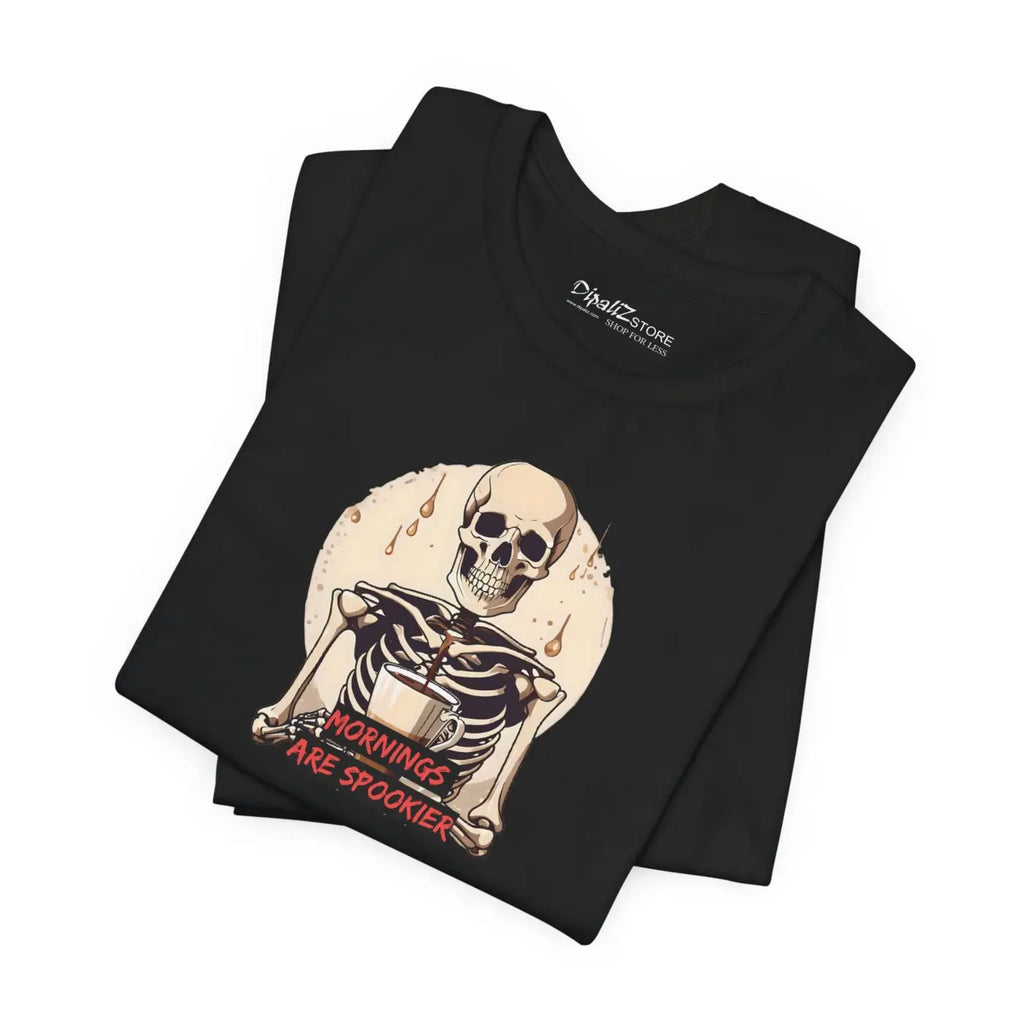 Skeleton Coffee Tee - Spooky Halloween Unisex Shirt - DipaliZ