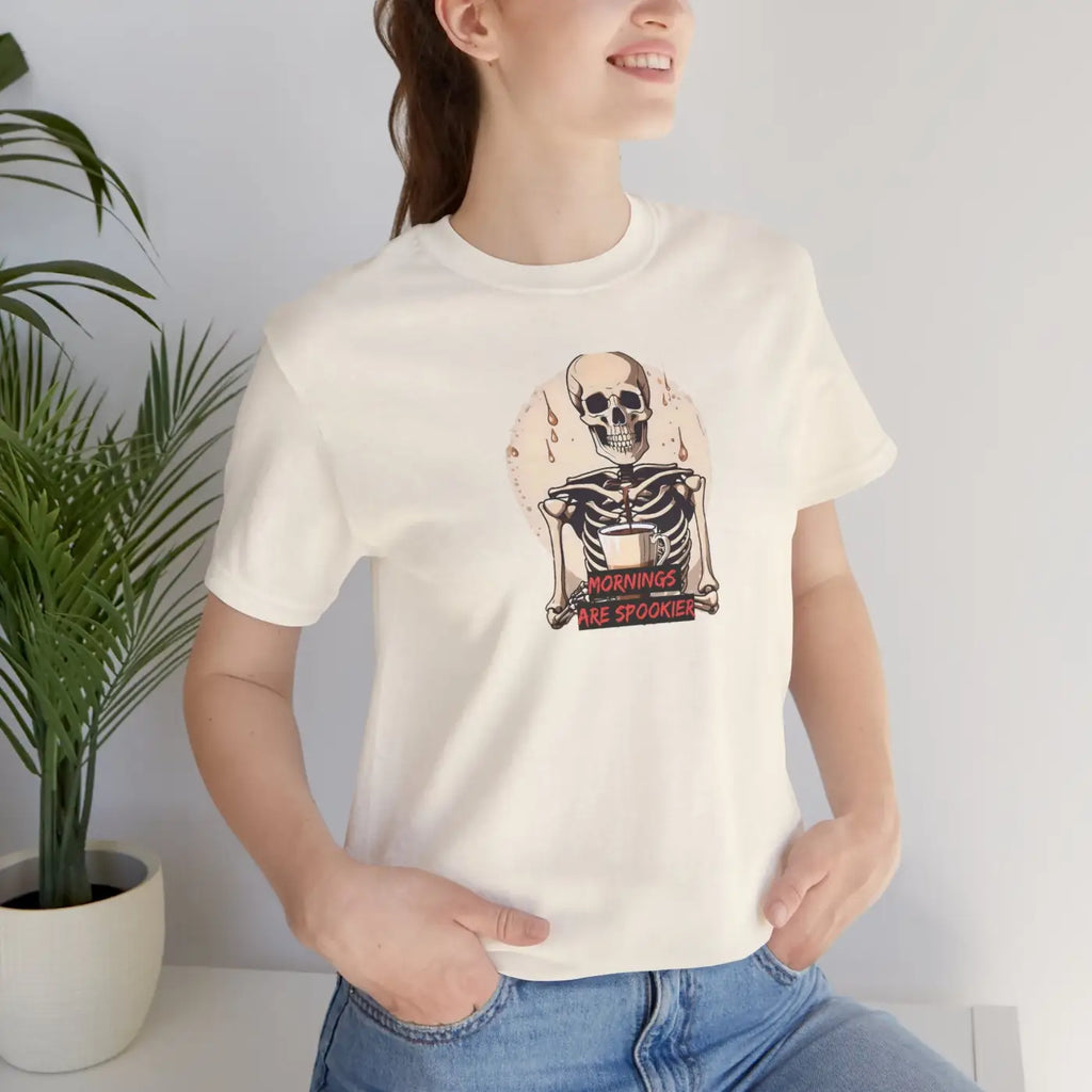 Skeleton Coffee Tee - Spooky Halloween Unisex Shirt - DipaliZ