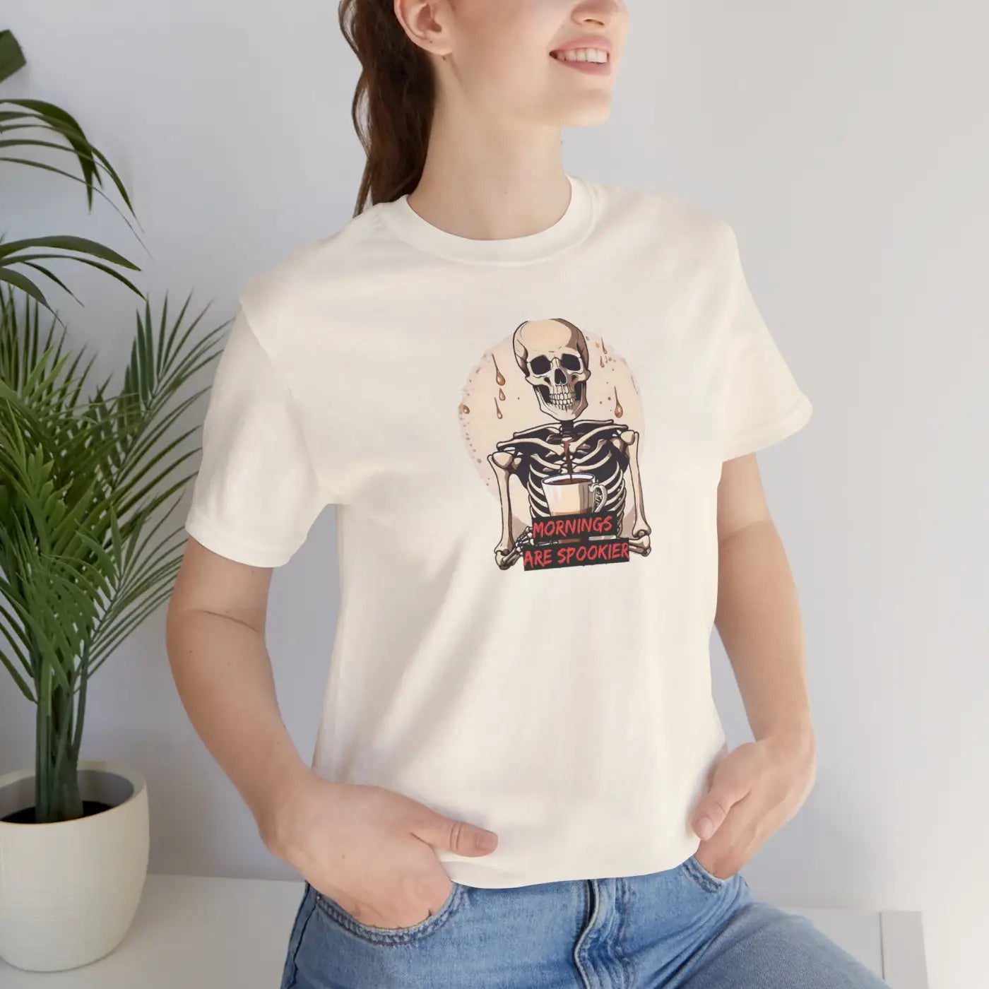 Skeleton Coffee Tee - Spooky Halloween Unisex Shirt - DipaliZ