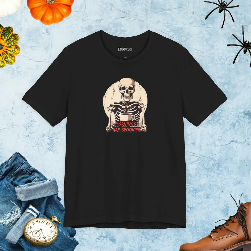 Skeleton Coffee Tee - Spooky Halloween Unisex Shirt - DipaliZ