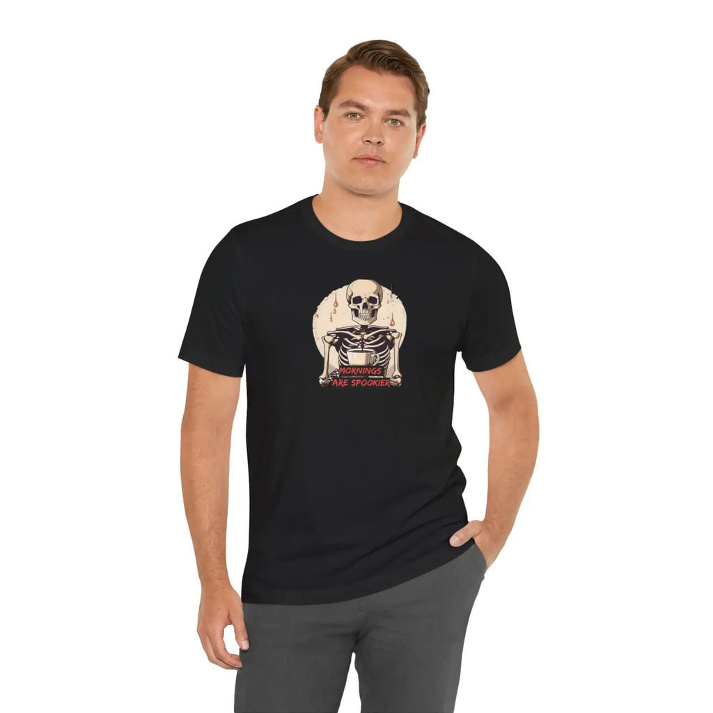 Skeleton Coffee Tee - Spooky Halloween Unisex Shirt - DipaliZ