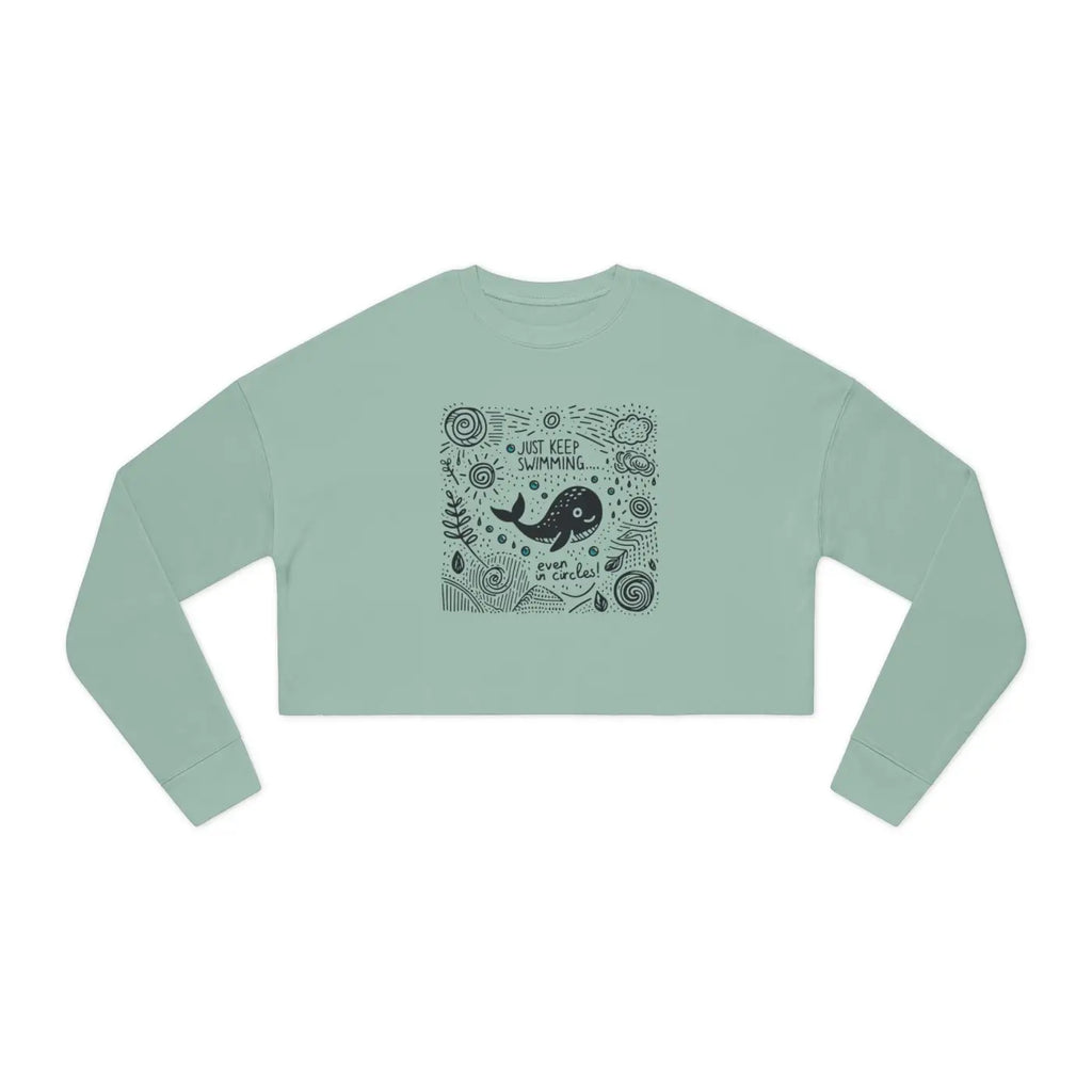 Women's Cropped Sweatshirt - Bold Swimming Design - DipaliZ