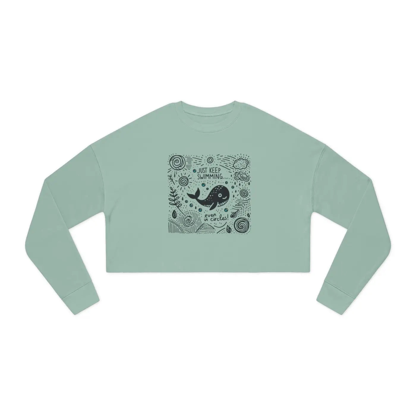 Women's Cropped Sweatshirt - Bold Swimming Design - DipaliZ
