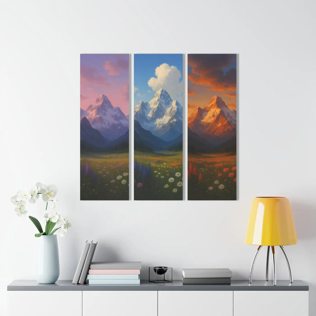 Mountain Landscape Acrylic Triptych Wall Art - Nature Lover Gift - DipaliZ