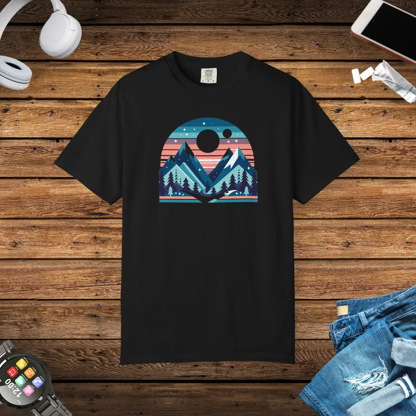 Unisex Garment-Dyed T-Shirt - Mountain Travel Design - DipaliZ