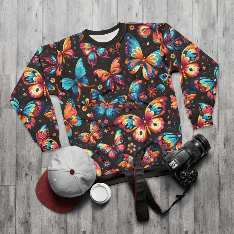 Multi Colored Butterflies Sweatshirt - Unisex AOP Design - DipaliZ