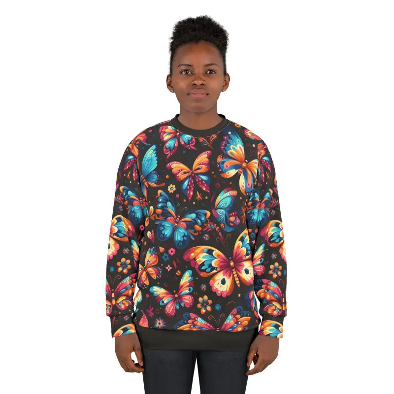 Multi Colored Butterflies Sweatshirt - Unisex AOP Design - DipaliZ