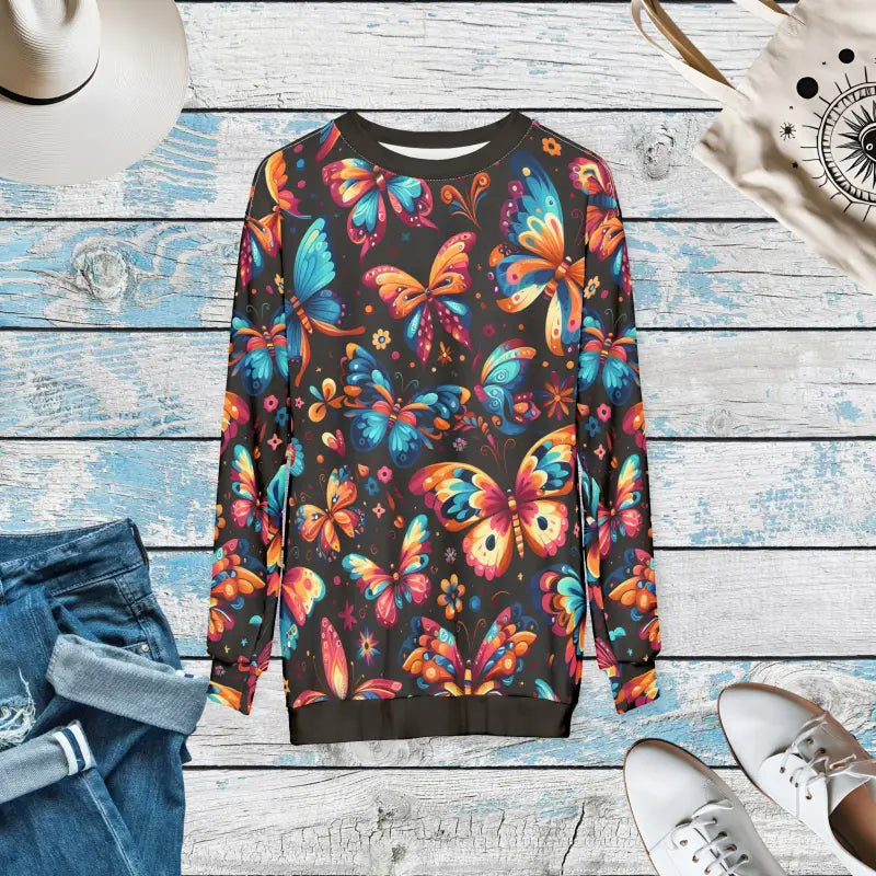 Multi Colored Butterflies Sweatshirt - Unisex AOP Design - DipaliZ
