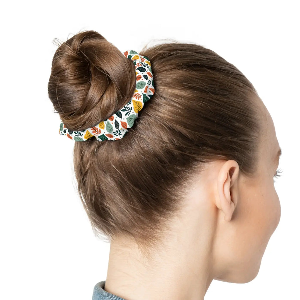 Multicolored Leaves Scrunchie - Jersey-Knit Fabric - DipaliZ