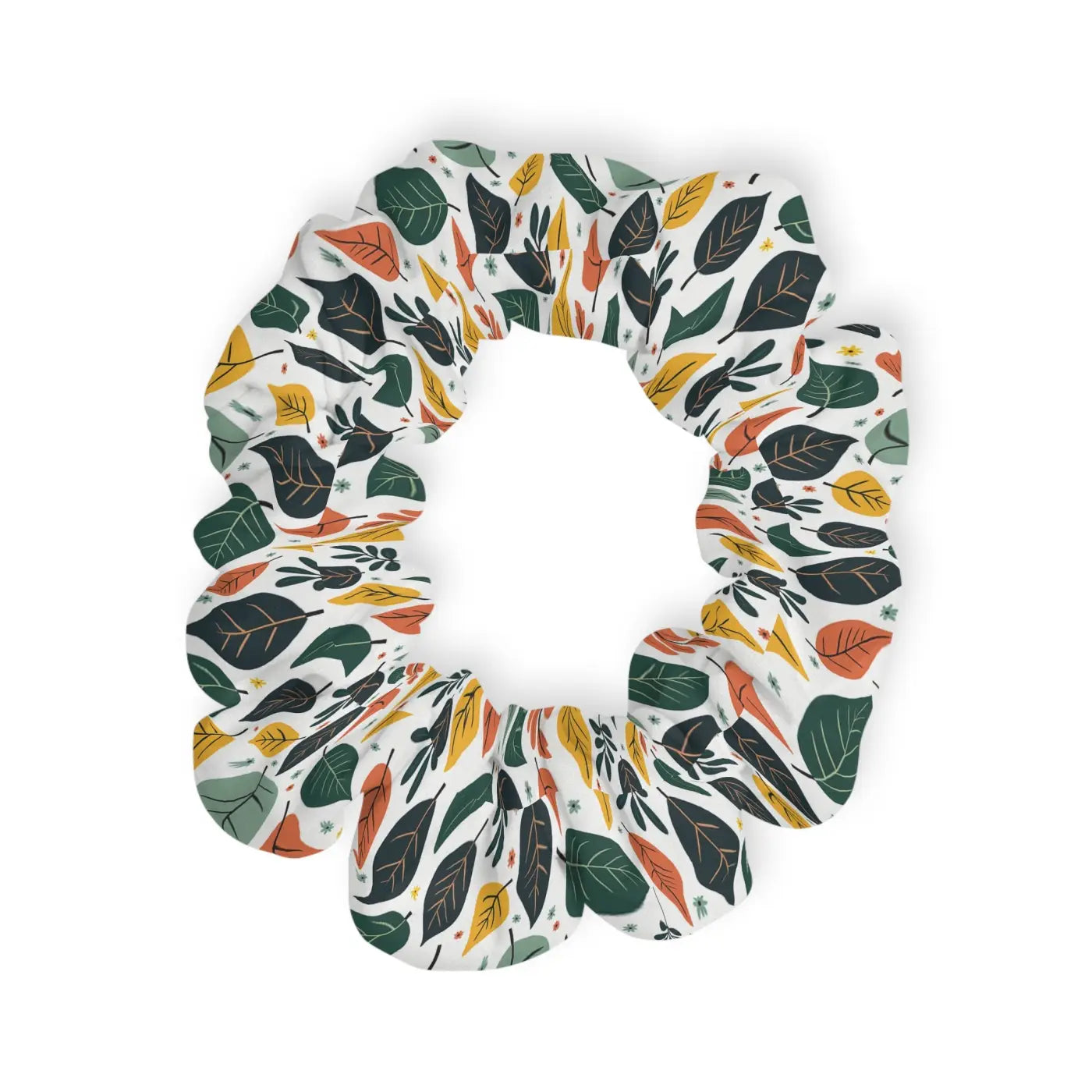 Multicolored Leaves Scrunchie - Jersey-Knit Fabric - DipaliZ