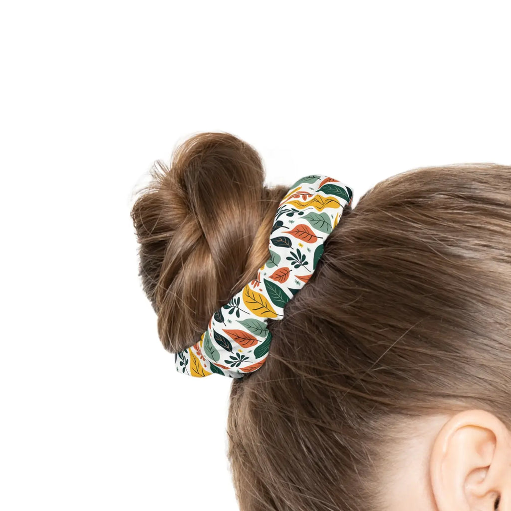 Multicolored Leaves Scrunchie - Jersey-Knit Fabric - DipaliZ