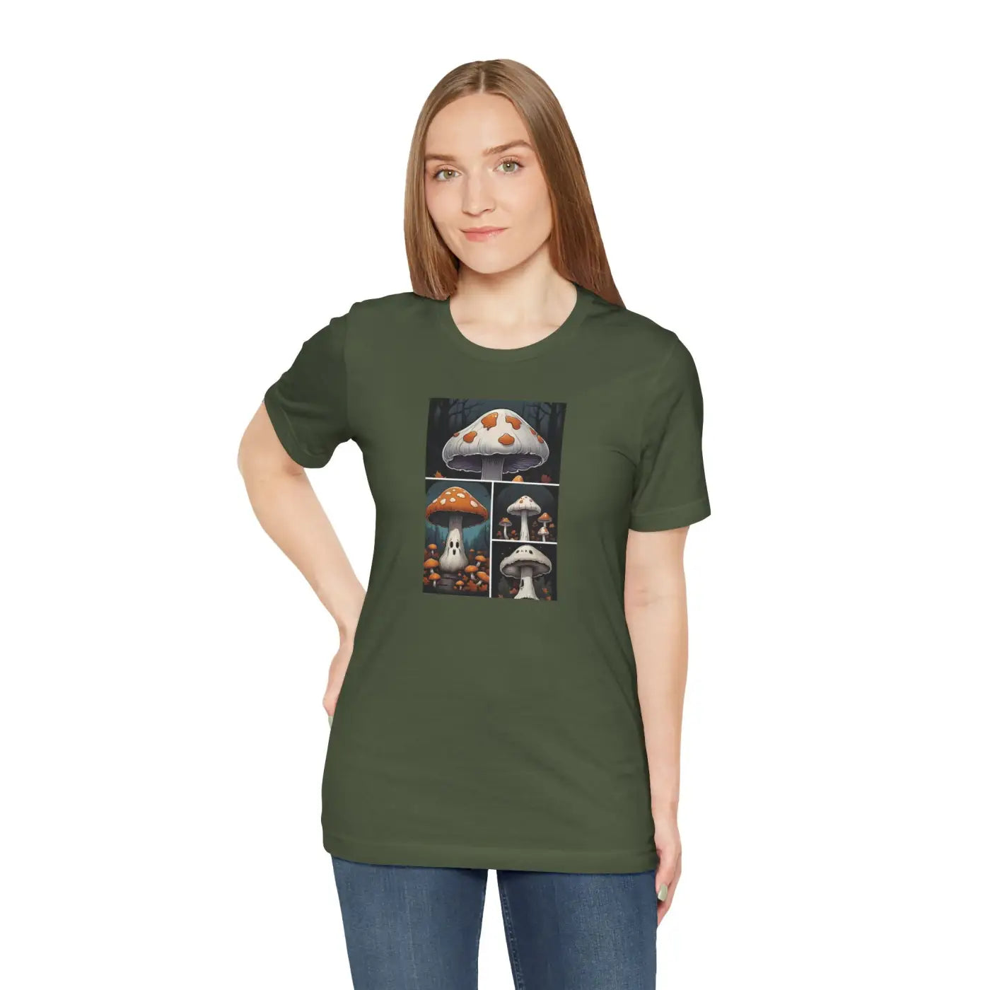 Spooky Forest Mushrooms Unisex Jersey Short Sleeve Tee - Halloween - DipaliZ