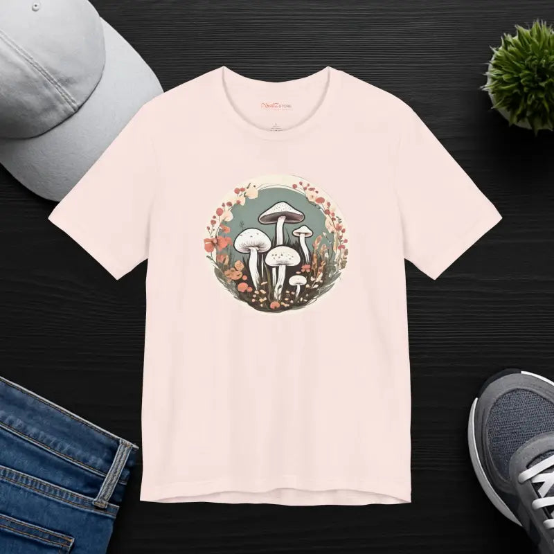 Retro Mushrooms Tee - Cottagecore Jersey Short Sleeve - DipaliZ