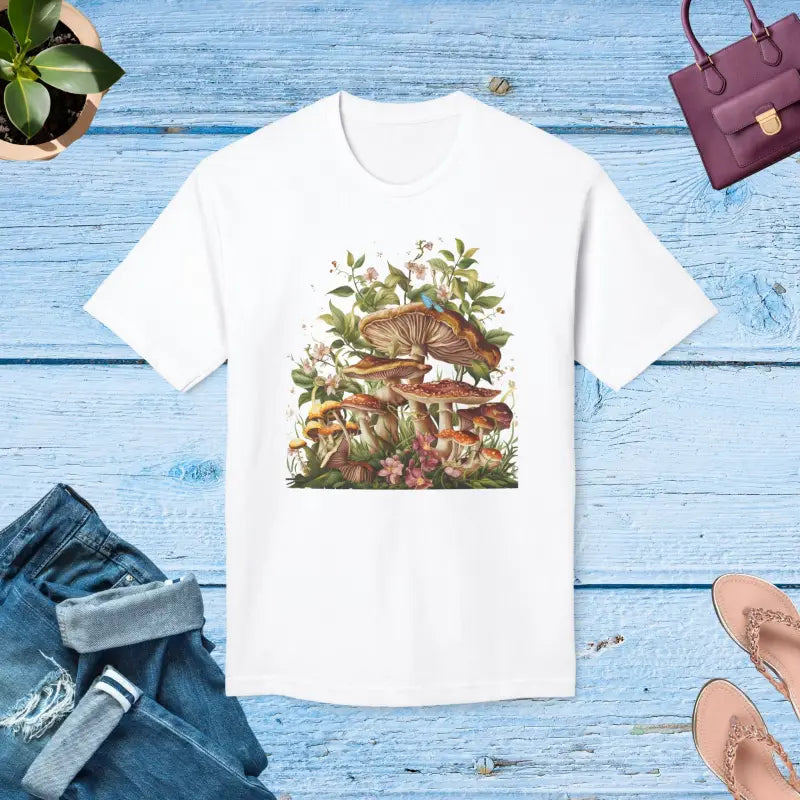 Cottage Core Mushrooms T-Shirt - Cozy Cotton Tee - DipaliZ