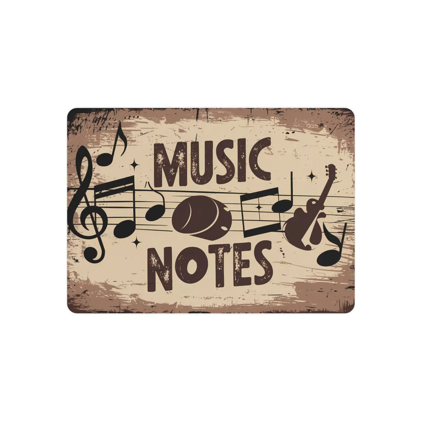 Vintage Metal Art Sign - Music Notes White Aluminum - DipaliZ