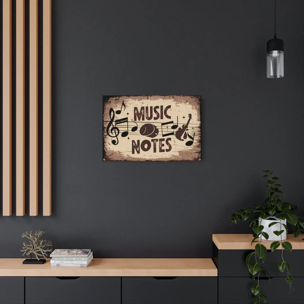 Vintage Metal Art Sign - Music Notes White Aluminum - DipaliZ