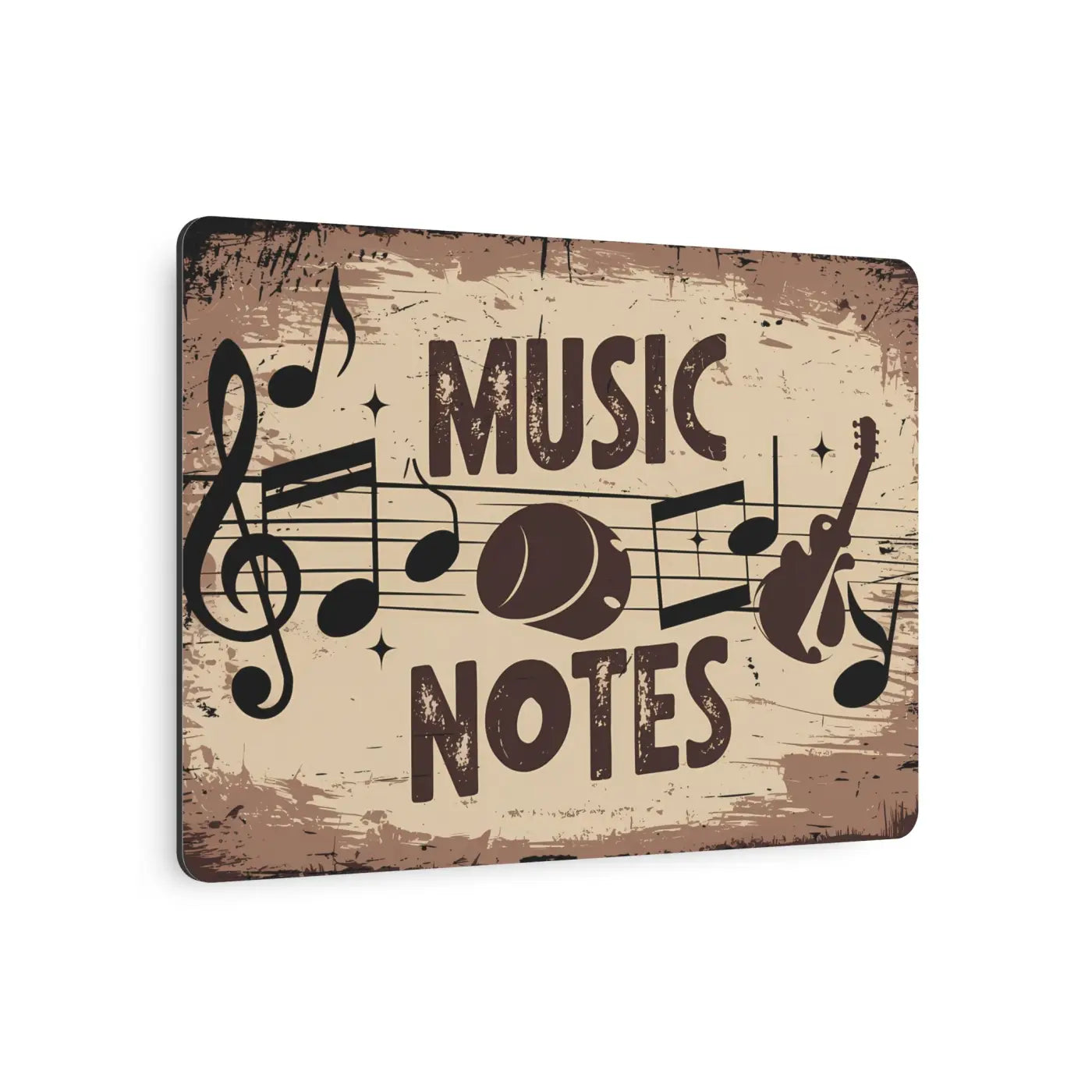 Vintage Metal Art Sign - Music Notes White Aluminum - DipaliZ