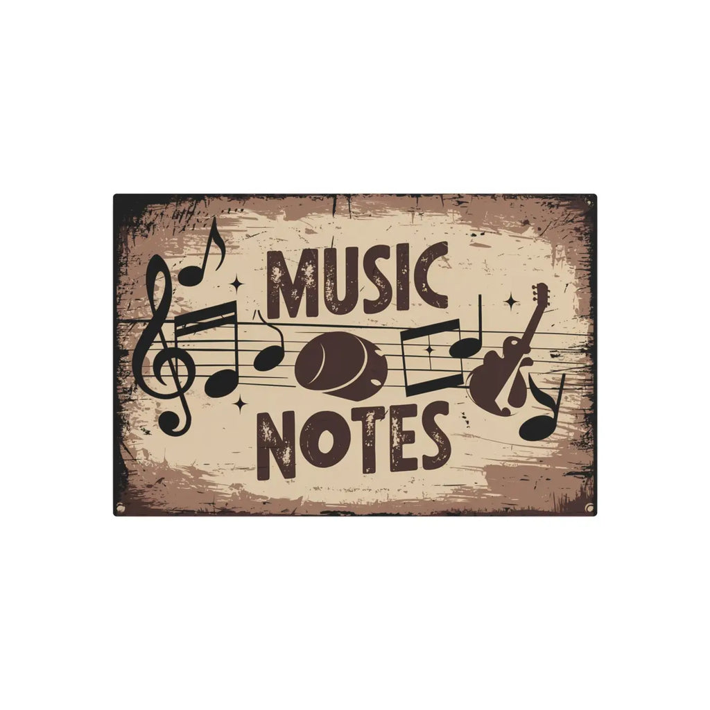 Vintage Metal Art Sign - Music Notes White Aluminum - DipaliZ