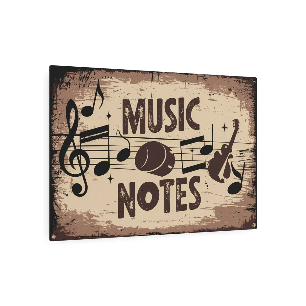 Vintage Metal Art Sign - Music Notes White Aluminum - DipaliZ