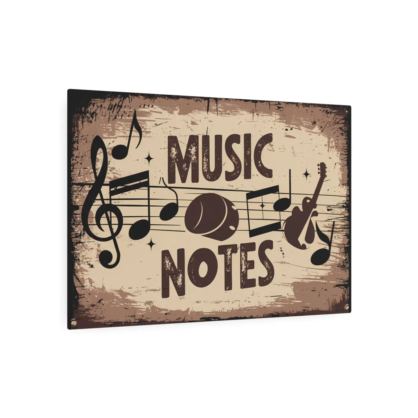 Vintage Metal Art Sign - Music Notes White Aluminum - DipaliZ