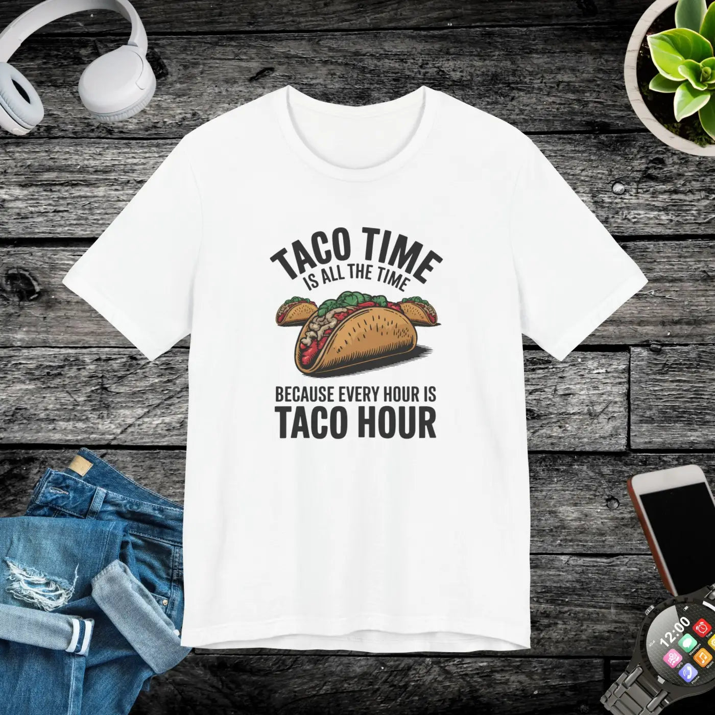 Taco Time Tee - Airlume Combed Ribbed Knit Collar - DipaliZ