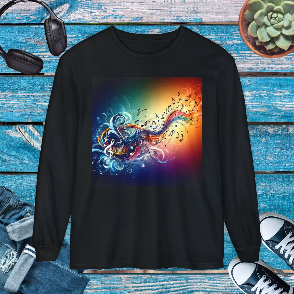 Music Vibes Long Sleeve Tee - Vibrant Creative Style - DipaliZ
