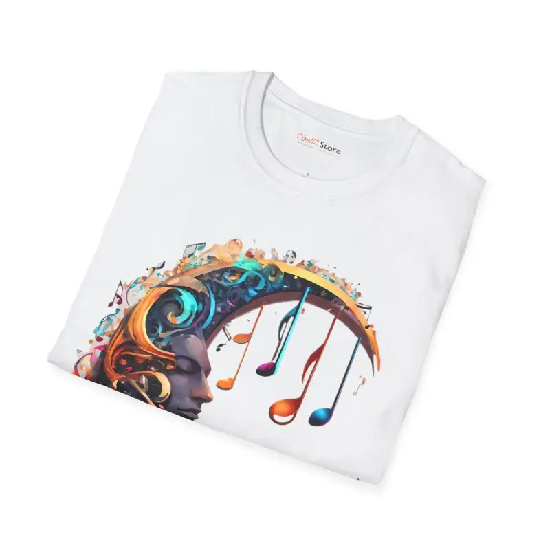 Musical Notes Moon Unisex Softstyle T-Shirt - Cotton Comfort - DipaliZ