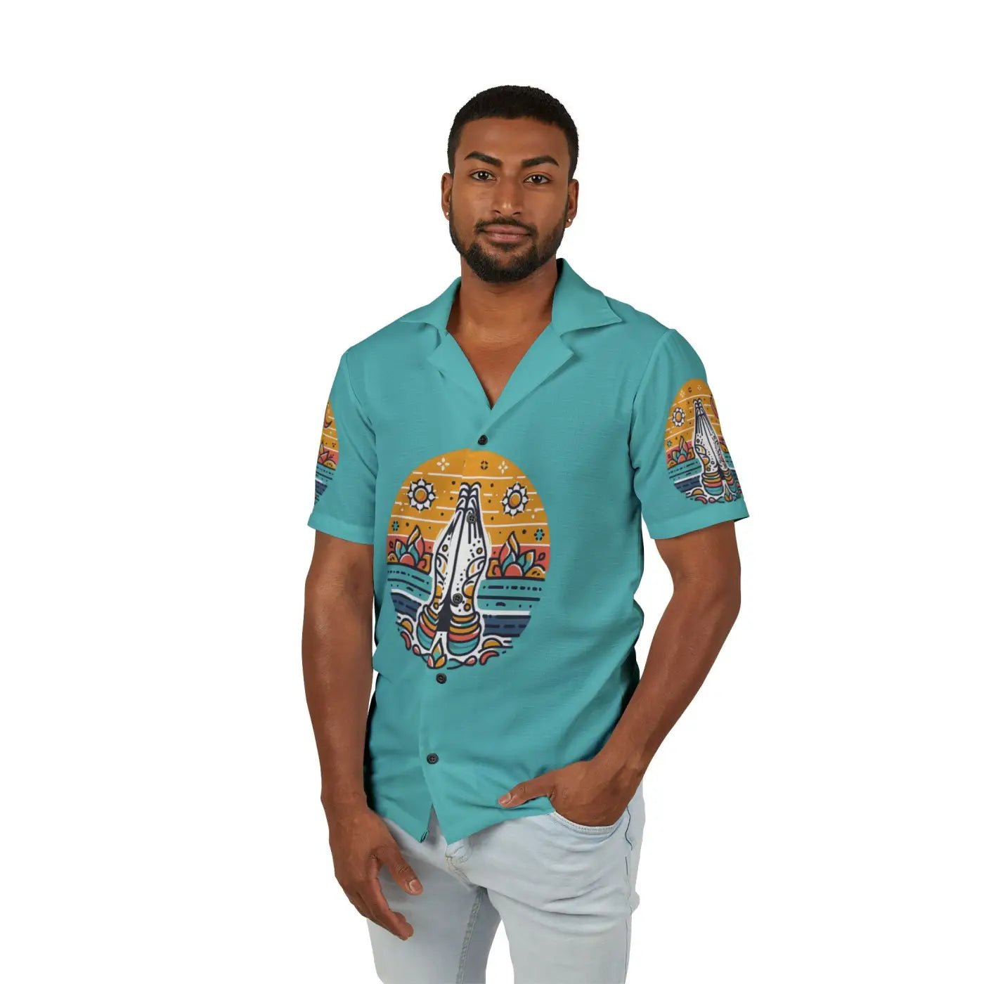 Men's Namaste Hawaiian Camp Shirt - Summer Style - DipaliZ