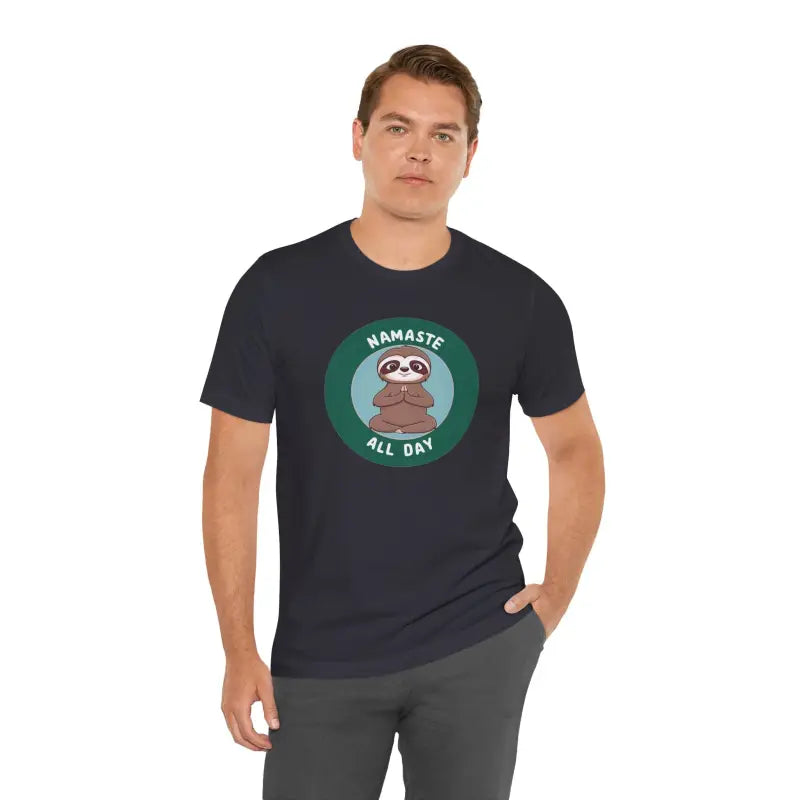 Namaste Sloth Yoga Jersey Short Sleeve Tee - DipaliZ