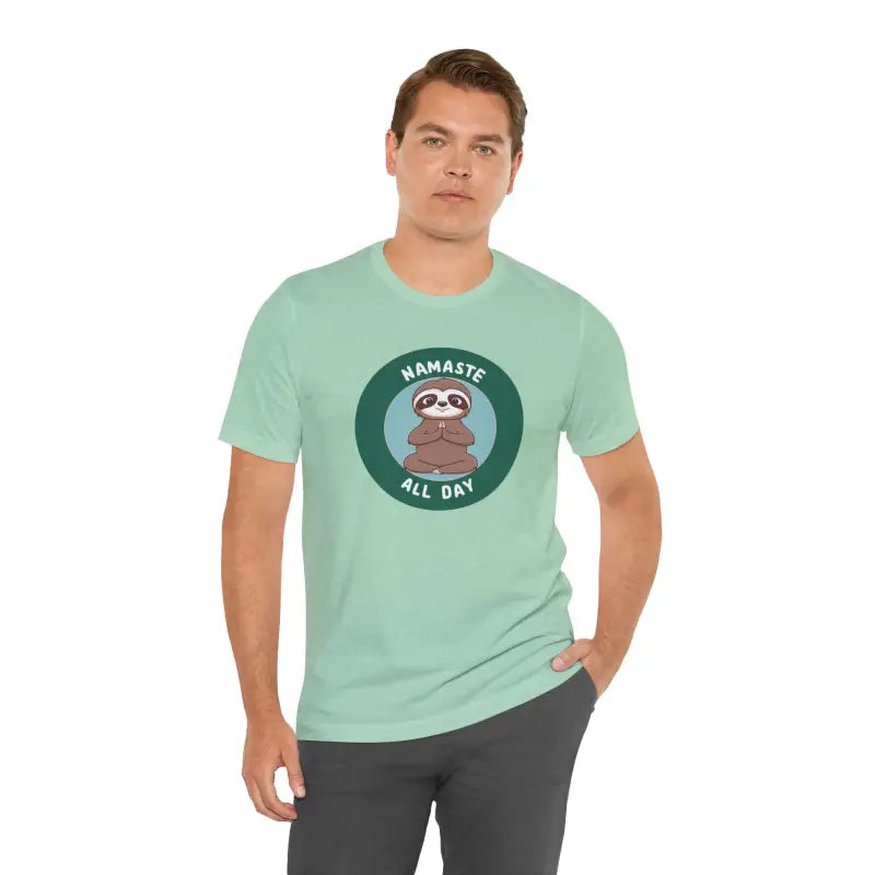 Namaste Sloth Yoga Jersey Short Sleeve Tee - DipaliZ